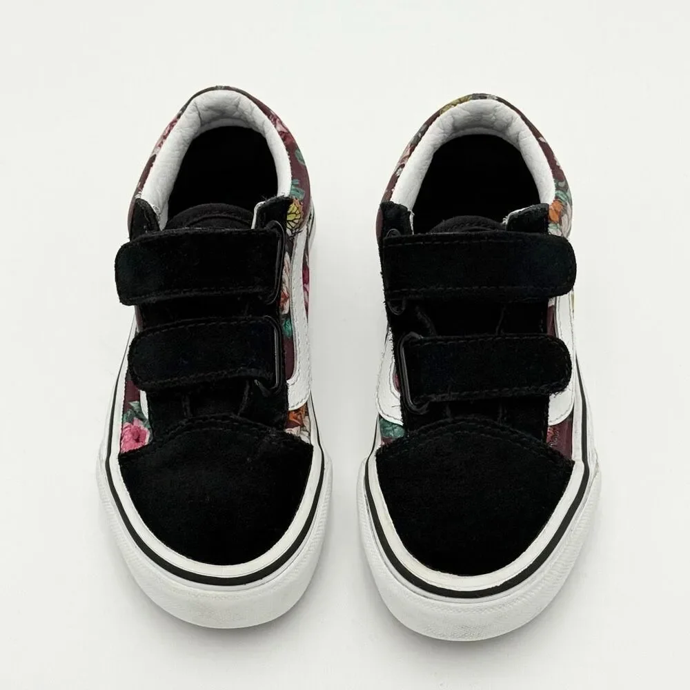 Vans Dark Purple Floral Garden Print Hook and Loop Sneakers - US Little Kids 10.